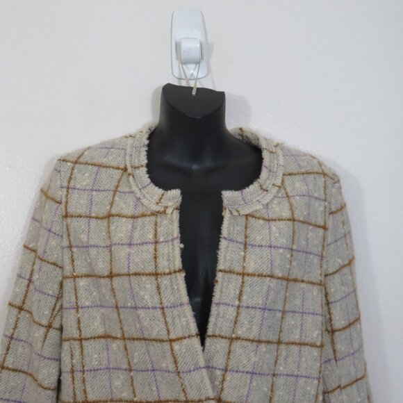 Isabel Marant Etoile size 40 Lyra Grid Plaid Jacket Wool Blend One Button Gray - Picture 3 of 9